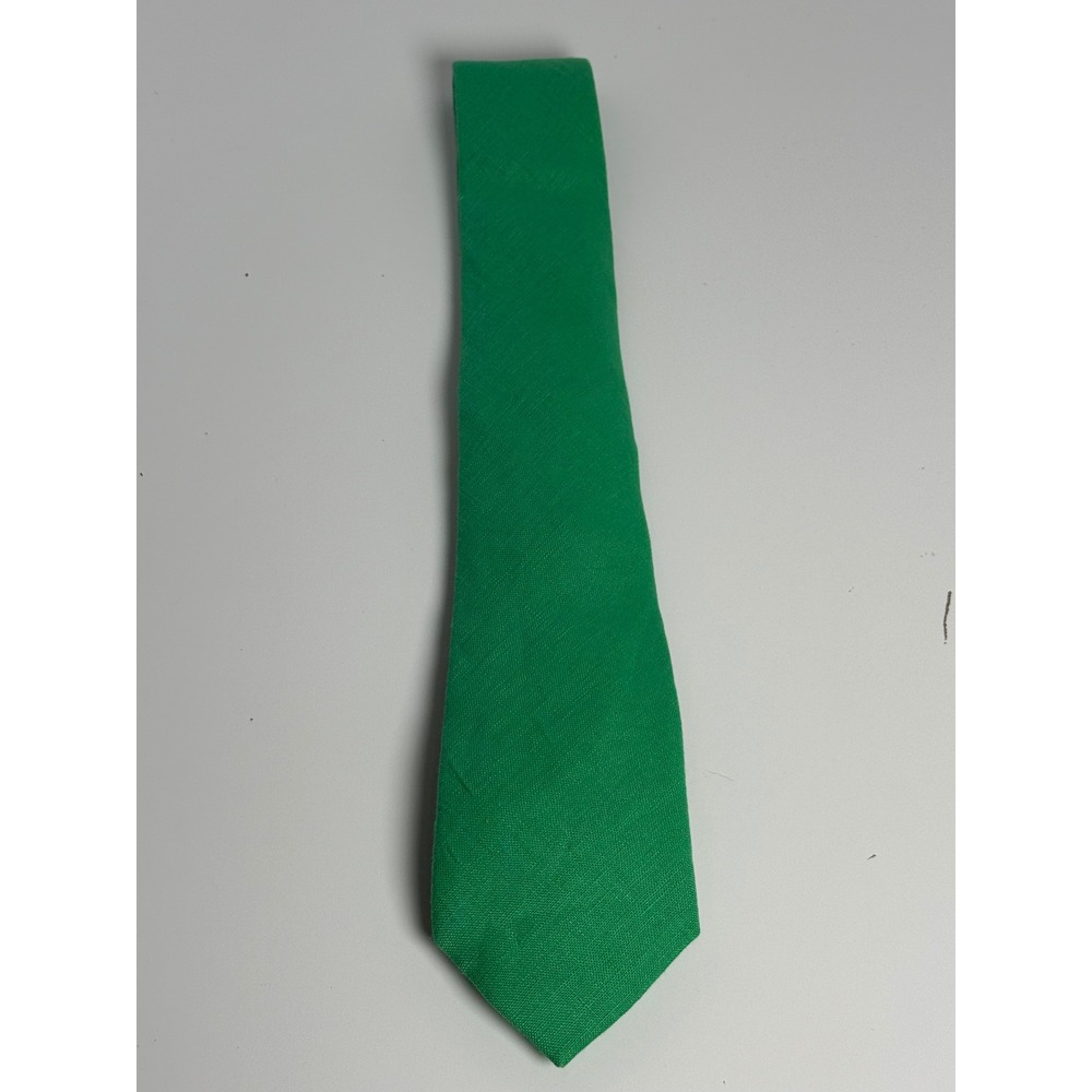 J.McLaughlin Mens Necktie Green Textured Solid Woven Preppy Formal Accessory